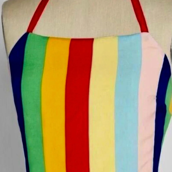 Modcloth Sunlit Salutations Striped Rainbow Halter Dress Large NWT Pride LGBTQ+ - Picture 4 of 6